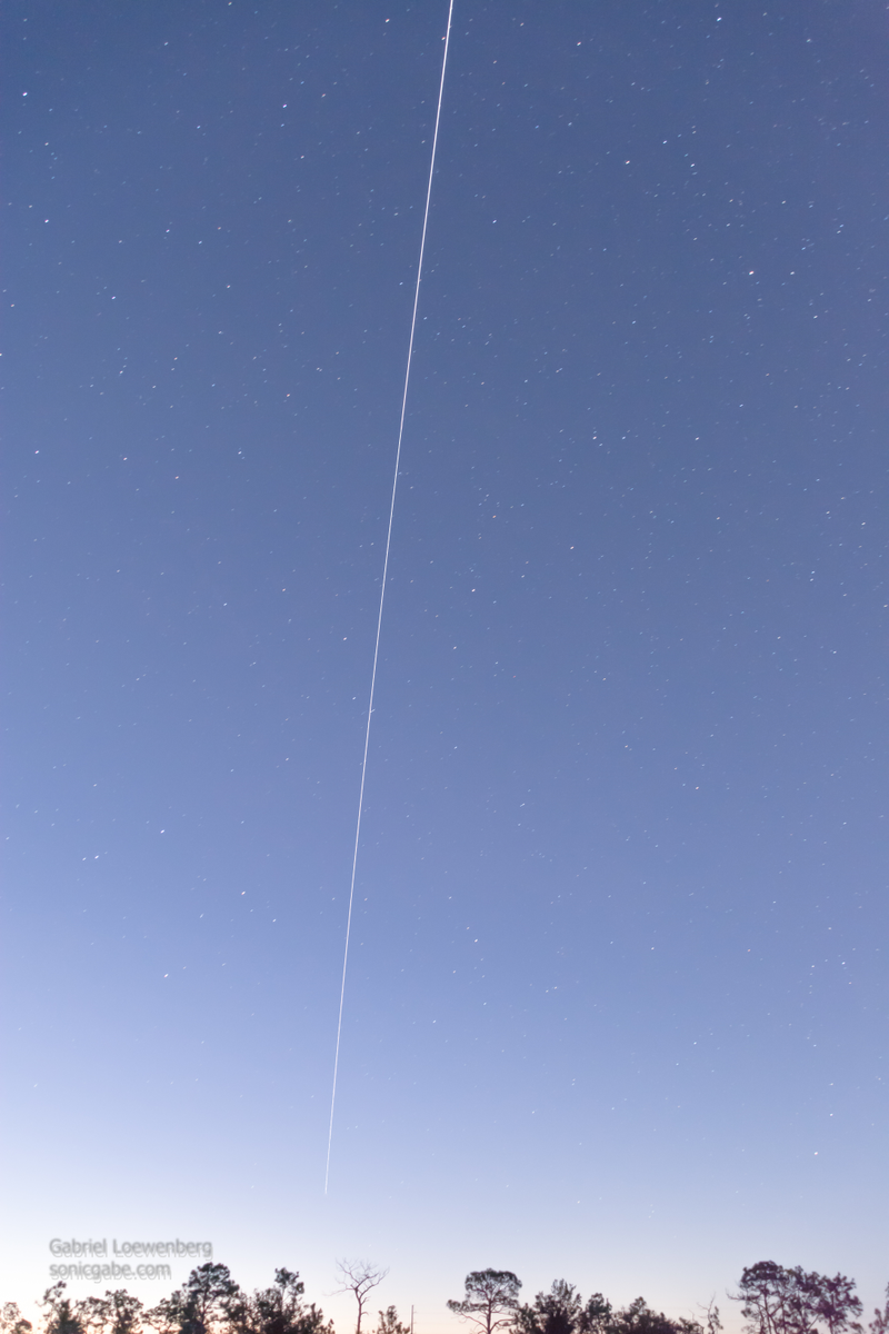 This is the ISS streak without the three minutes of star trails that are in the header pic. I also edited out the spy satellite.